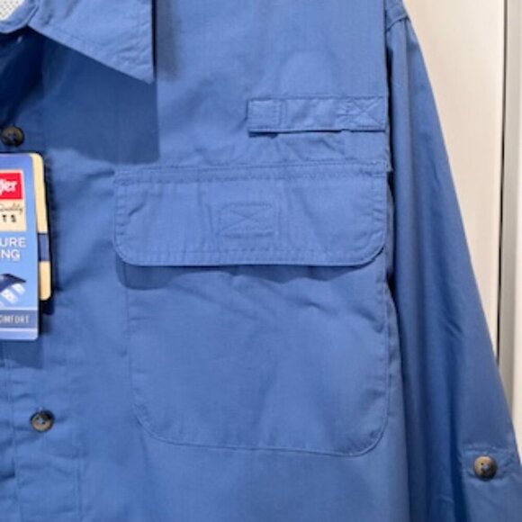 NEW Wrangler Work Shirt Blue Long Sleeve Quick Dry Mens Size 3XL - Picture 10 of 12